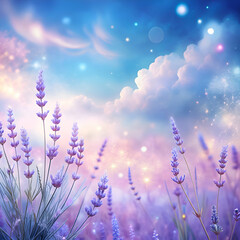 Obraz premium Lavender Field at Sunset. A Dreamy Floral Landscape