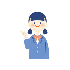 ブレザーの女子学生　案内　上半身