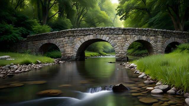 Timeless Stone Bridge Over a Tranquil Stream