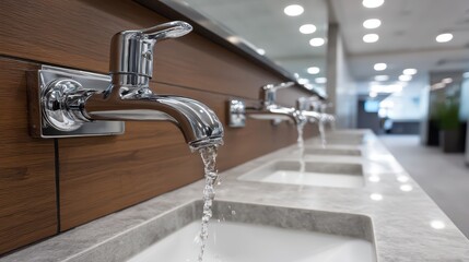 Installation of Low Flow Faucets and Toilets in a Commercial Setting, Emphasizing Eco-Friendly Water Solutions