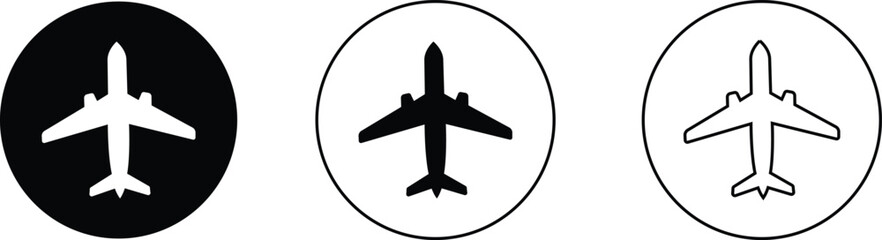 Airplane icon set. Aircrafts flat style stock vector collection isolated on transparent background. Flying plane travel journey symbol. Transportation sign. flight mode icon. Airliner raise minimal.