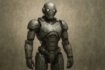 Futuristic armored robot design.