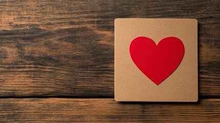 Fototapeta premium Close-Up Image of Heart-Shaped Card on Wooden Table Highlighting Donor Appreciation and Love