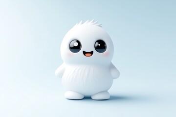 Obraz premium Cute fluffy snow monster on light blue background