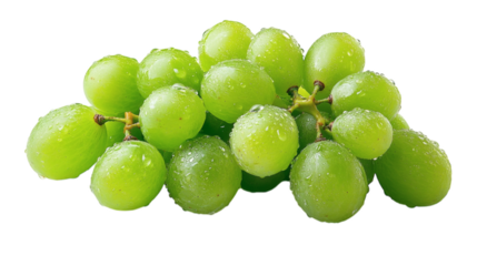 green grape muscat clusters isolated on transparent background