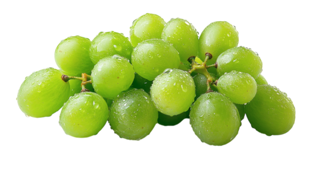 green grape muscat clusters isolated on transparent background