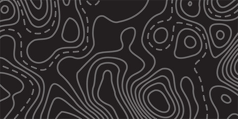 Abstract Vector Earth Relief Map with Conceptual Elevation Changes, Set Against a Black Background, Combining Artistic Geometric Lines and Fluid Topographic Layers for a Luxurious Visual