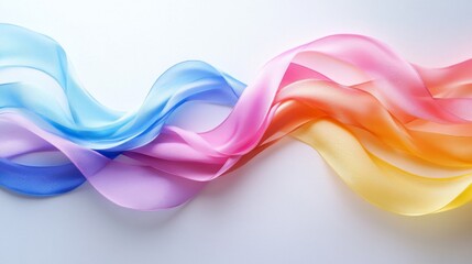 Naklejka premium Wavy Gradient Ribbon in Blue Pink Orange and Yellow on a White Background