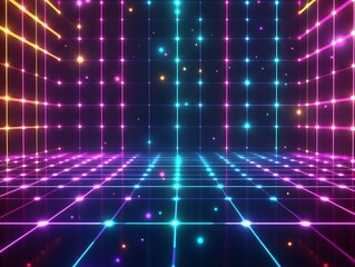 Fototapeta premium A futuristic abstract illustration depicting neon lights and glowing grids