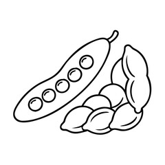 edamame icon, edamame line art - simple line art of edamame, perfect for edamame logos and icons