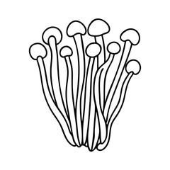 enoki mushroom icon, enoki mushroom line art - simple line art of enoki mushroom, perfect for enoki mushroom logos and icons