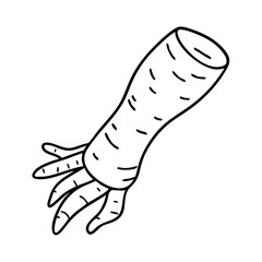 horseradish root icon, horseradish root line art - simple line art of horseradish root, perfect for horseradish root logos and icons
