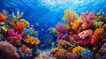 Fototapeta premium Vibrant Coral Reef: A Submerged Paradise of Color and Life
