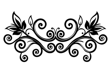 Fototapeta premium Baroque Swirl Accent ornament on white background