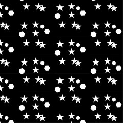 Star and Hexagon Pattern - Black and White Geometric Design