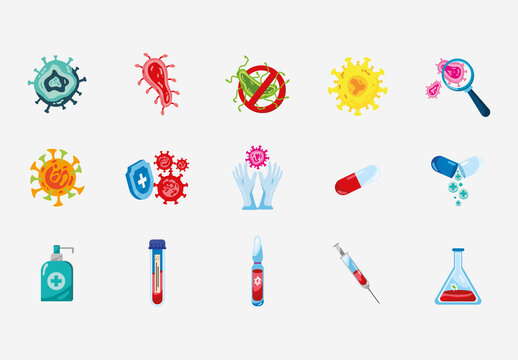 Red And Yellow Healthcare Protection Medical Illustration Set