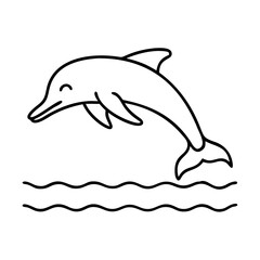 dolphin icon, dolphin line art - simple line art of dolphin, perfect for dolphin logos and icons