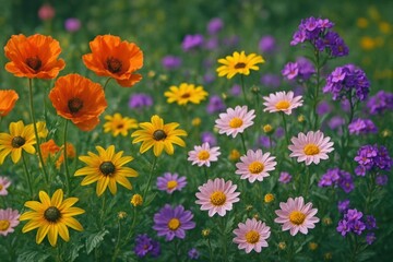 Fototapeta premium Vibrant garden blooms in harmony.