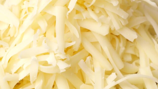 Grated Mozzarella Cheese. Dolly Shot Video