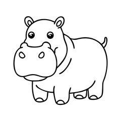 hippo icon, hippo line art - simple line art of hippo, perfect for hippo logos and icons