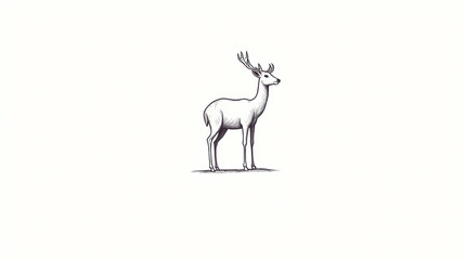 A sophisticated, black and white line drawing of a deer.