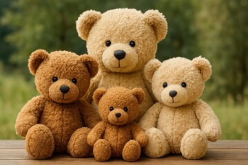 Obraz premium Adorable plush teddy bears family