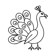 peacock icon, peacock line art - simple line art of peacock, perfect for peacock logos and icons