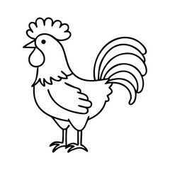 rooster icon, rooster line art - simple line art of rooster, perfect for rooster logos and icons