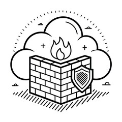 Icono de firewall para plataforma en la nube