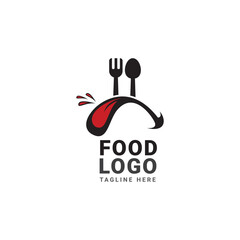 Fun smile spoon and fork logo for food business restaurant