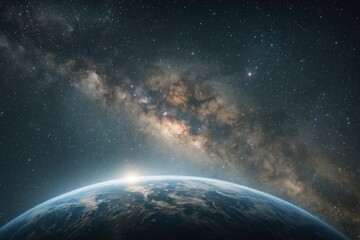 Obraz premium Cosmic view from Earth's horizon.