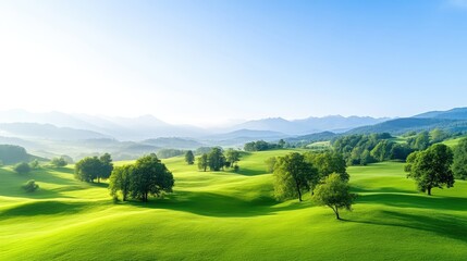 Lush green hills and tranquil valley landscape