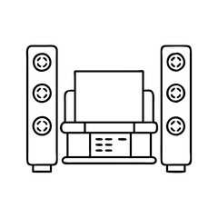 home theater system icon, home theater system line art - simple line art of home theater system, perfect for home theater system logos and icons