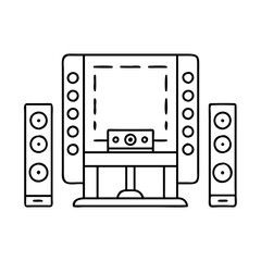 home theater system icon, home theater system line art - simple line art of home theater system, perfect for home theater system logos and icons