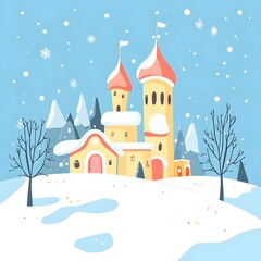 Fototapeta premium Minimalist Santa's Workshop in a Whimsical Winter Wonderland, Generative AI