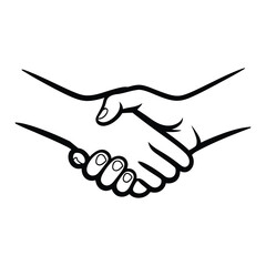 Fototapeta premium Handshake Line Drawing, Silhouette, Vector, Icon, Logo, White Background.