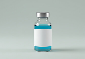 Vaccine vial with blank label for pharmaceutical industry and medicine