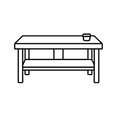 coffee table icon, coffee table line art - simple line art of coffee table, perfect for coffee table logos and icons