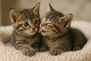 Adorable kittens cuddling together