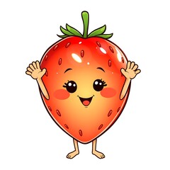 Fototapeta premium Strawberry Mascot Smiling Brightly for Brand Identity