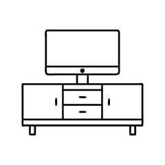 tv console icon, tv console line art - simple line art of tv console, perfect for tv console logos and icons