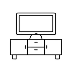 tv stand icon, tv stand line art - simple line art of tv stand, perfect for tv stand logos and icons