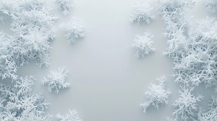 3D render of white snowflakes on a light background