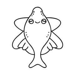 angel shark icon, angel shark line art - simple line art of angel shark, perfect for angel shark logos and icons