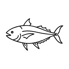 bluefin tuna icon, bluefin tuna line art - simple line art of bluefin tuna, perfect for bluefin tuna logos and icons