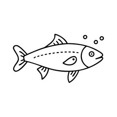 bluefish icon, bluefish line art - simple line art of bluefish, perfect for bluefish logos and icons