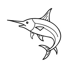 blue marlin icon, blue marlin line art - simple line art of blue marlin, perfect for blue marlin logos and icons