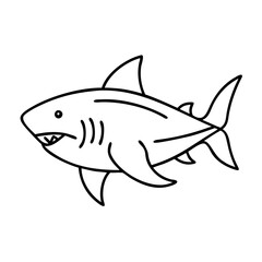 bull shark icon, bull shark line art - simple line art of bull shark, perfect for bull shark logos and icons
