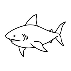 bull shark icon, bull shark line art - simple line art of bull shark, perfect for bull shark logos and icons