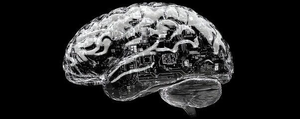 Stylized human brain, neural network concept.